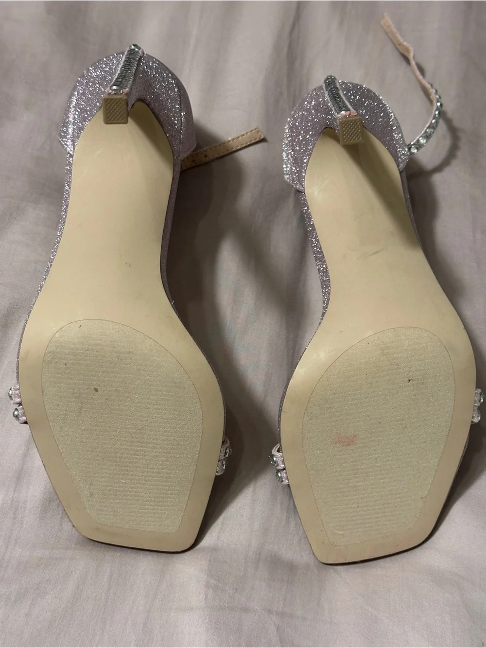 Steve Madden Glitter Ankle-Strap Heels in Rose Gold